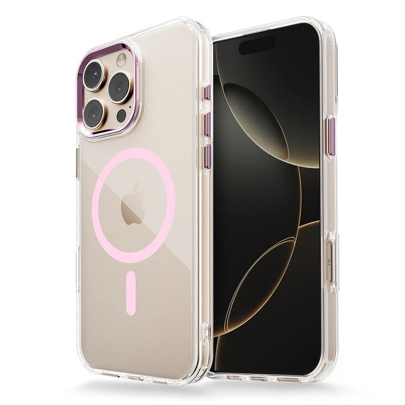 Luxury Magnetic Transparent Phone Case for iPhone 16 12 13 14 15 Pro Max for Magsafe Wireless Charge Shockproof Clear Cover