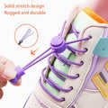 2 Pair No Tie Shoe Laces Kids Adult Quick Laces Round Elastic Shoelaces Without Ties Lock Shoelace Sneakers Shoes Accessories