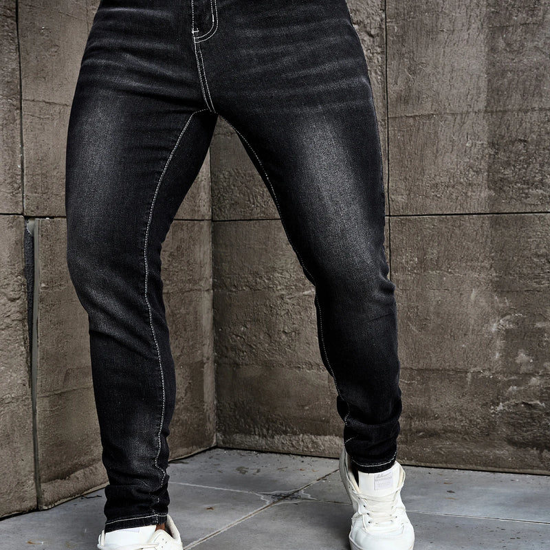 Men Jeans Denim Pants Clothing Trousers Casual Black | SAMAG
