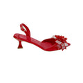 INSIGHTLINK Red Color Party Shoes and Bags Nigerian Women’s Suit Medium Heel Pointed Toe Women’s Shoes  Rhinestones sandals Red
