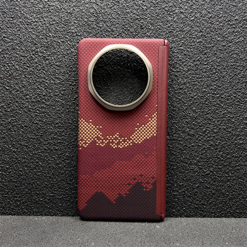 Suitable for Honor Magic V5 Mobile Phone Case, Thin Kevlar Aramid Fiber Magic V5 Carbon Fiber Protective Case, Center Shaft Full-Coverage