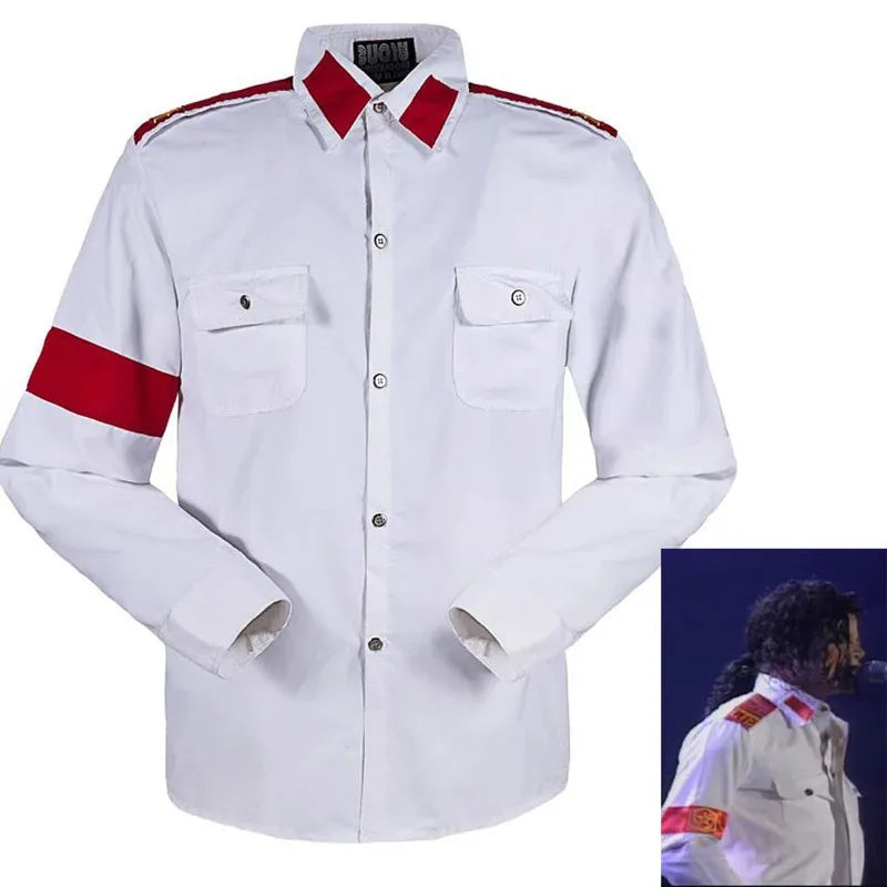 Impersonator Michael Jackson Costumes Shirt Stuff Man In Mirror Anti-war Embroidery Stitchwork White CTE Casual 9ZB5CP