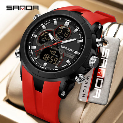 SANDA New 6279 Casual Men's Electronic Watch Sports Multi Functional Waterproof LED Dual Display | SAMAG
