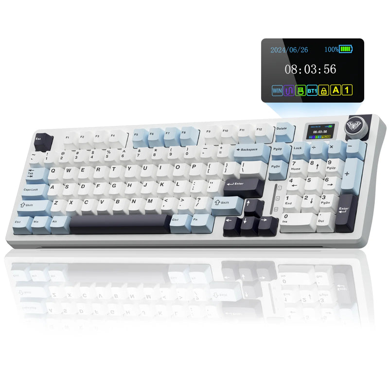 AULA S98pro Wireless Mechanical Keyboard Gasket Hot-swap Gaming Keyboard with Mini TFT Color Screen and Multi-function Knob