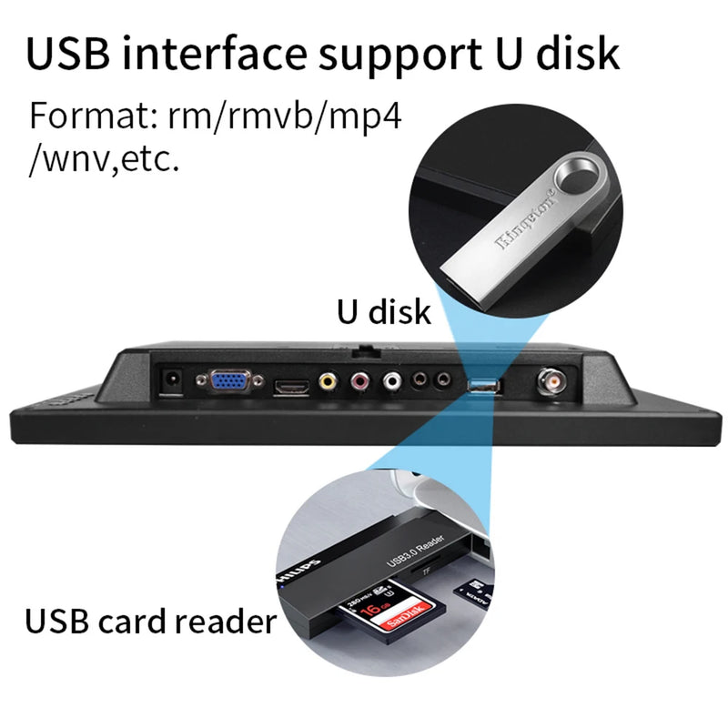 13.3-inch HD 1366x768 Monitoring Display with AV BNC HDMI USB VGA Interfaces for Clear Visuals And Easy Connectivity