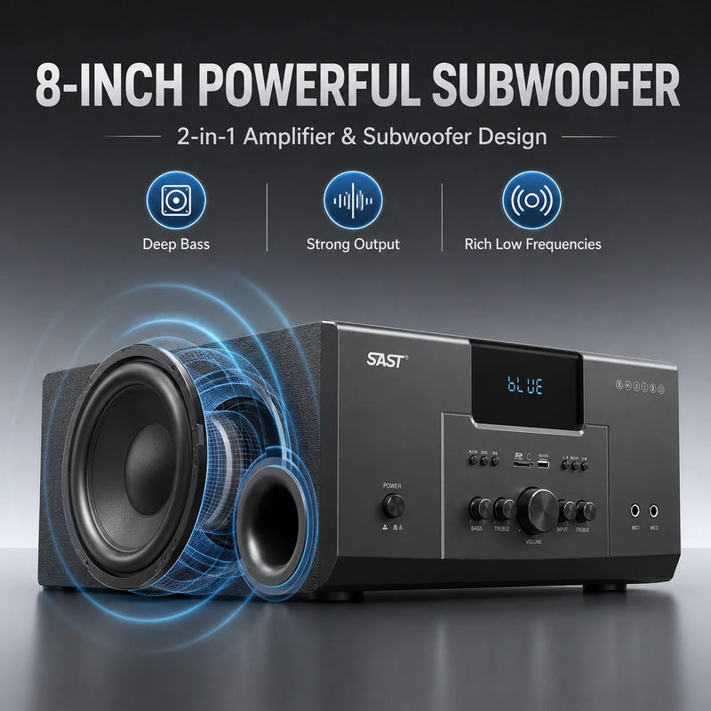 160W Home Theater Set 4Ω Bluetooth Speaker 8 Inch Subwoofer 5.1 Sound System Audio Set For Karaoke TV Living Room KTV Studio