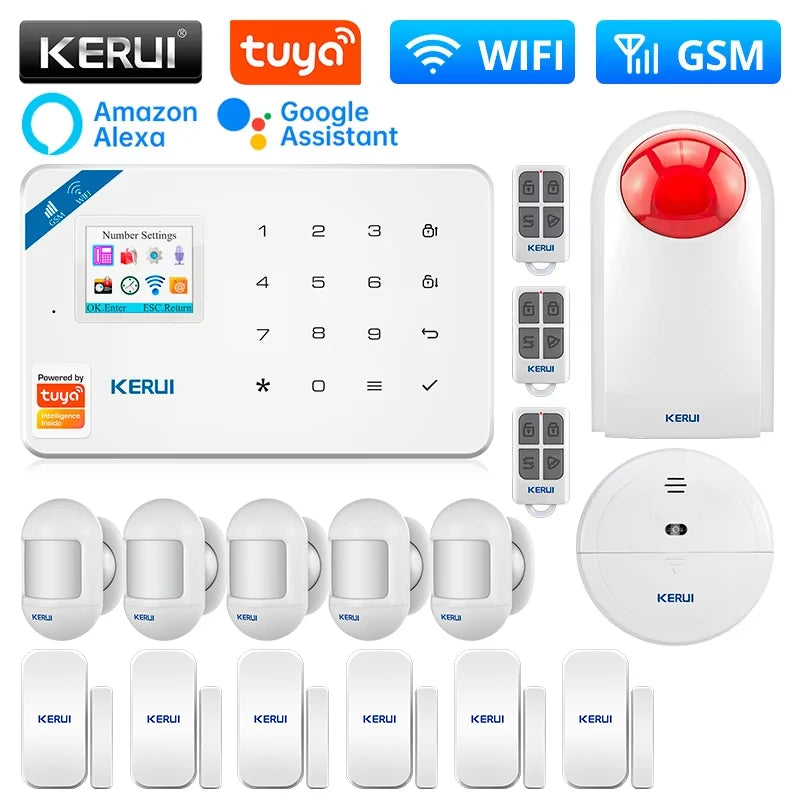 KERUI W181 WIFI GSM Alarm System Kit with Door/Window Sensor for Home Security Support Alexa Tuya Smart APP Remote Control