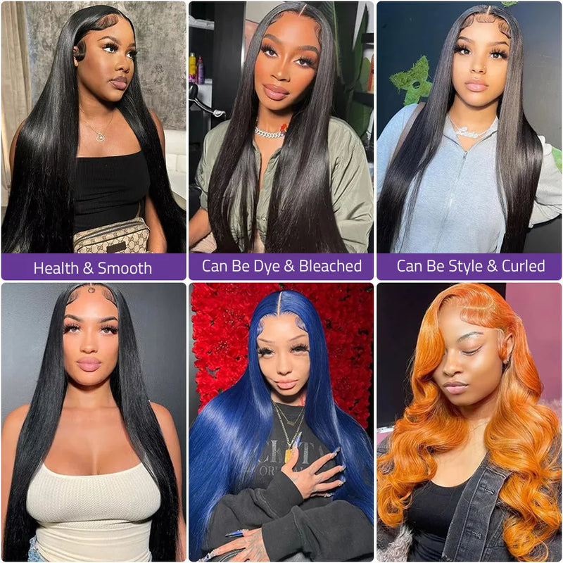 40 Inch 220 Density 5x5 Glueless Lace Frontal Wig for Women Brazilian Wigs Human Hair 13x6 13x4 Bone Straight HD Lace Front Wigs