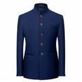 Chinese Stand Collar Men Blazer, Korean Style Solid Casual Suit Jacket, Fashion Slim Fit Dress Coat, Yellow,Burgundy,White,Black