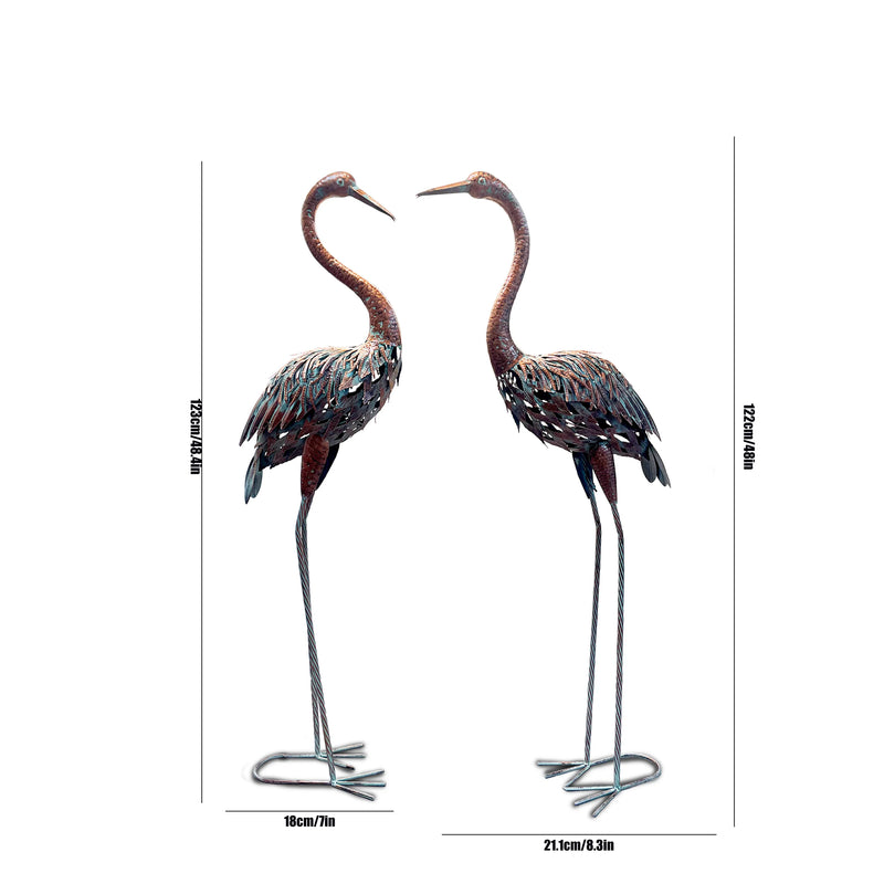 Garden Crane Statue Outdoors, Standing Heron Garden Statue, Metal Tall Bird Art Garden Sculpture for Patio Lawn Patio Ornaments