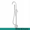 KEMAIDI Golden Plated Bathtub Filler Shower Roman Tub Faucet Set Free Standing Black Bath Shower Systerm Round Spout Mixer Tap