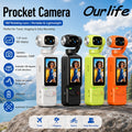 Ourlife 4K Action Camera 180° Rotatable For YouTube Vlog Video Recording Record Life Handheld 1.97 Inch Screen Sports Camera