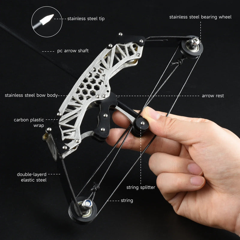 304 Stainless Steel Mini Compound Bow Set with 10 Arrows | SAMAG