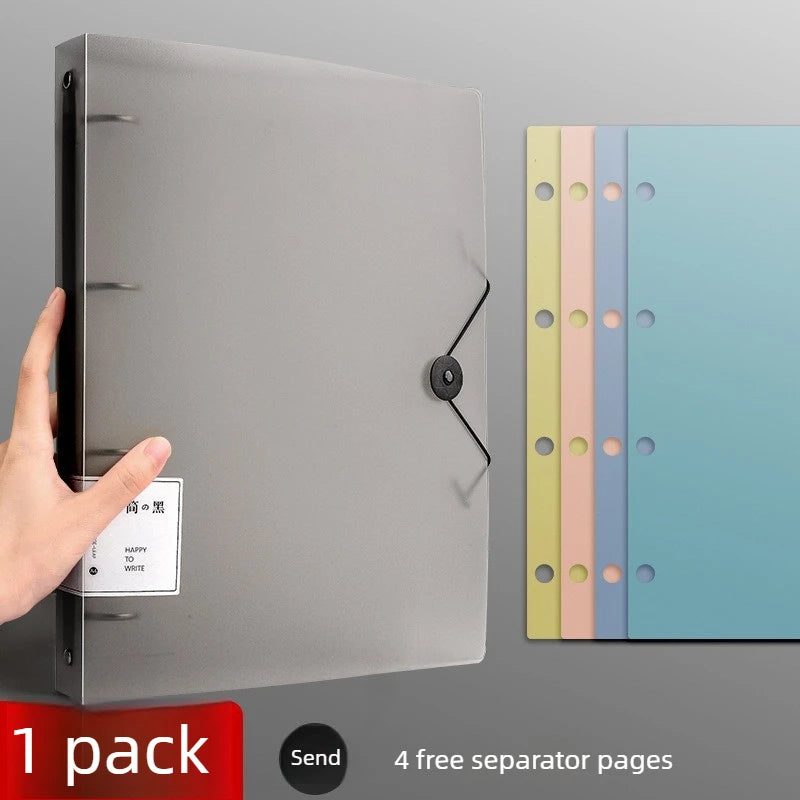 4-Hole A4 Paper Punch Binder Loose Leaf File Folder with Insert Pages Coil Binding Ring Binder for Home Office School Documents