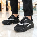 Men Chunky Platform Sneakers Breathable Mesh Patchwork Casual Shoes Thick Cushion Non Slip Walking Shoes Lace Up Fashion Streetw