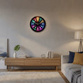 Creative 2D Flat Wall Clock Round LED Digital Display Wooden Alarm Clock Early Education Silent Electronic Color Clock Learning