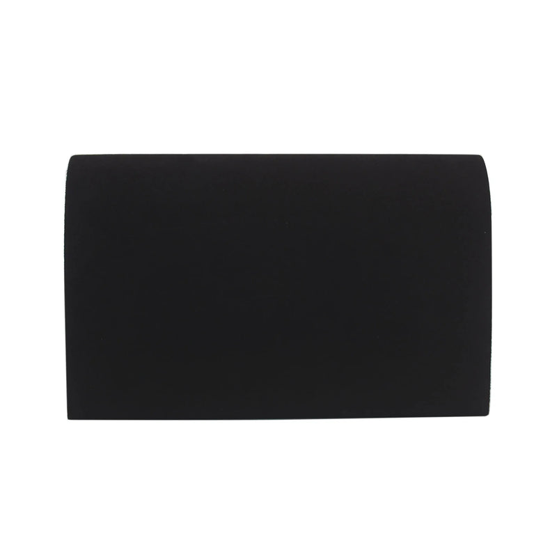 Black Faux Suede Clutch Bag Facny Elegant Formal Wedding Bridal Party Evening Purse Handbag with Shoulder Chain