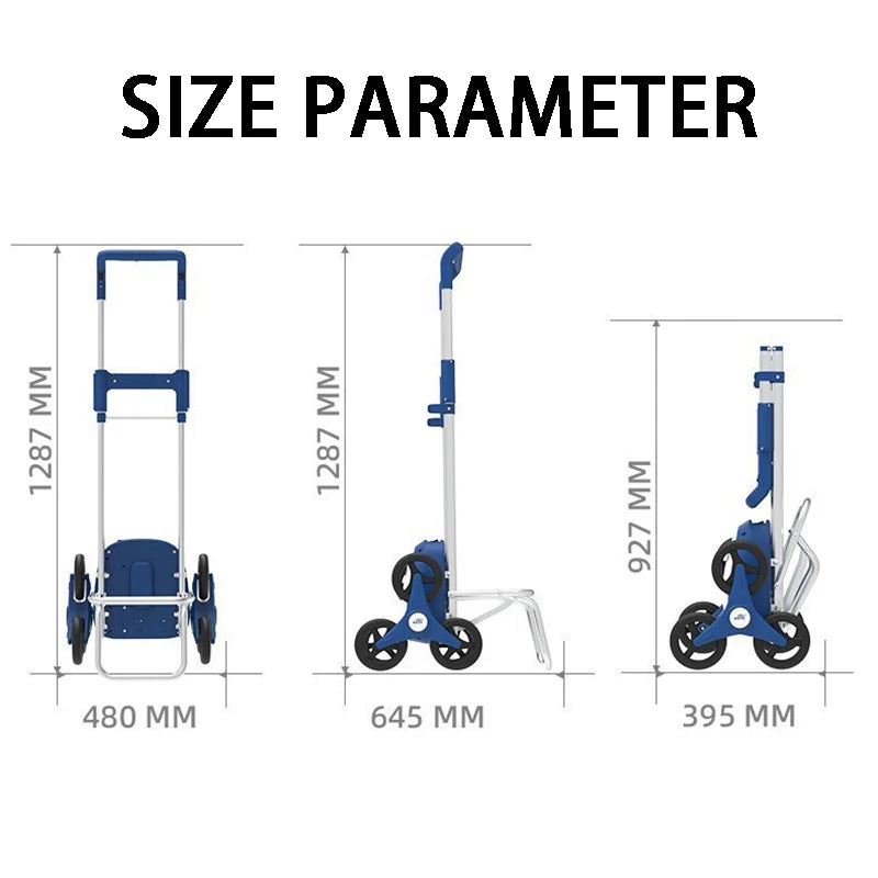 Silent Electric Climbing Shopping Cart Household Foldable Shopping Bag with Wheels Large Capacity Portable Electric Handcart