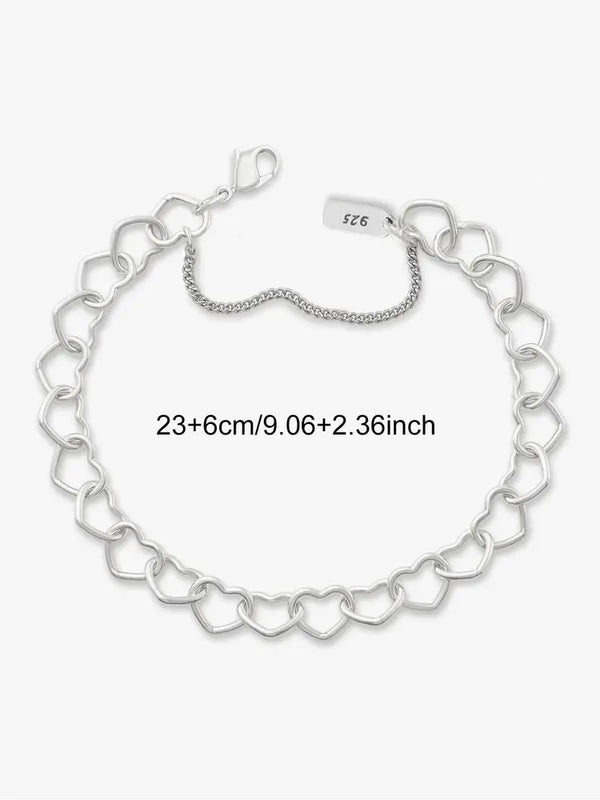 925 Sterling Silver  Vintage Love Heart Map Bracelet Fit DIY Pendant Gift Anniversary Party High Quality Jewelry