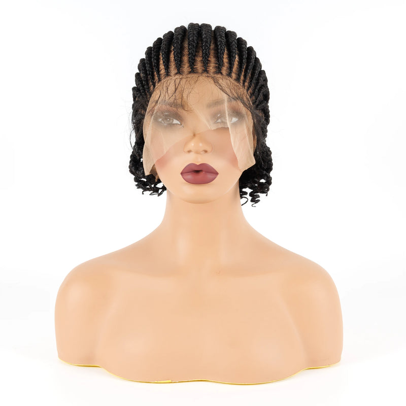 Synthetic Cornrow Braided Wigs Full Lace Short African Box Braiding Wig Transparent Lace Frontal Braids Wigs for Black Women