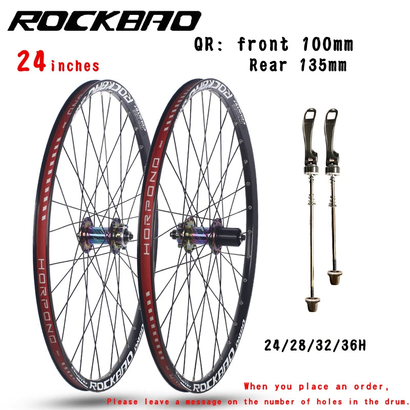 ROCKBAO Mountain Bike Wheelset 24/26/27.5/29inches Disc Brake 4Bearings 7-12speed Quick Release 29er MTB Bicycle Wheel