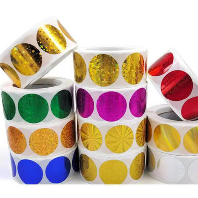 100 - Gold Holographic Glitter Sealing Label Round Laser | SAMAG