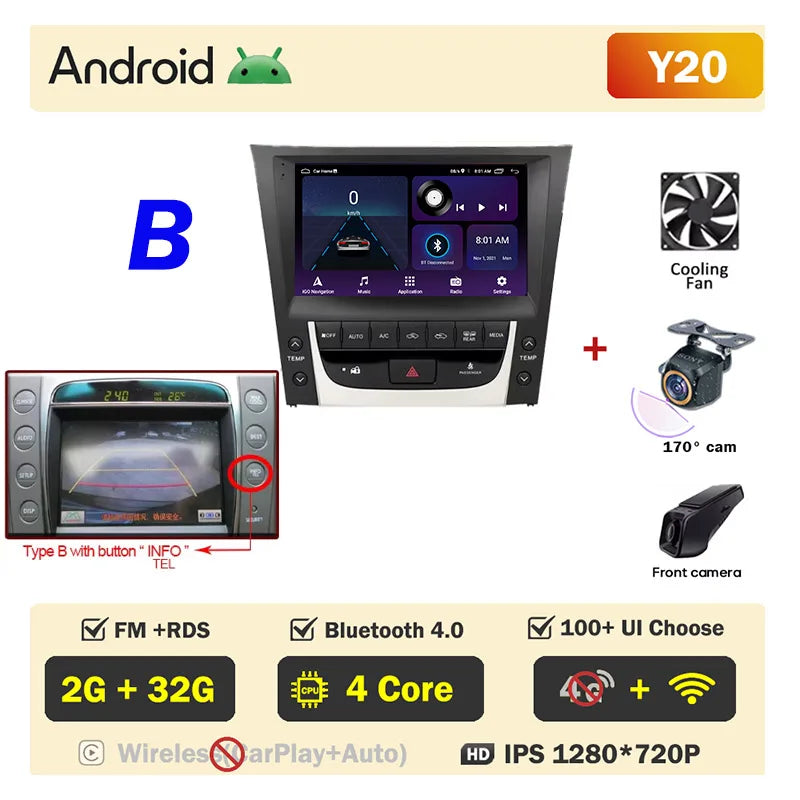 For Lexus GS300 S190 GS350 GS400 GS430 GS450h GS460 GS 300 III 3 350 Car Radio Auto Android Multimedia Carplay 2din Navigation