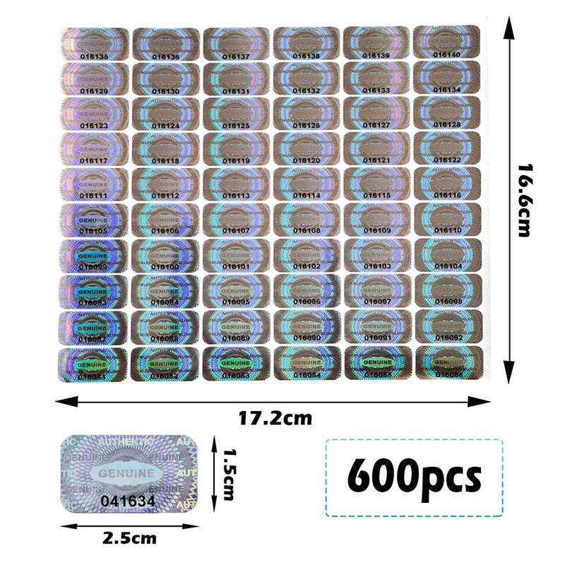 300/600/1200 pcs Security Seal Tamper Proof Stickers Holographic Warranty Void Laser Label with Serial Number Adhesive Labels