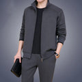 Middle aged and elderly men's two - piece casual wear and sportswear set, long sleeved public edition solid color | SAMAG