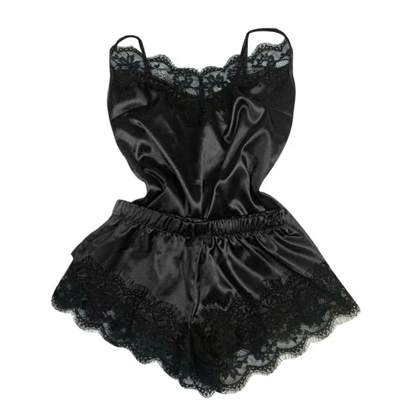 Sexy Pyjamas Set Women Sleepwear Ice Silk Satin | SAMAG