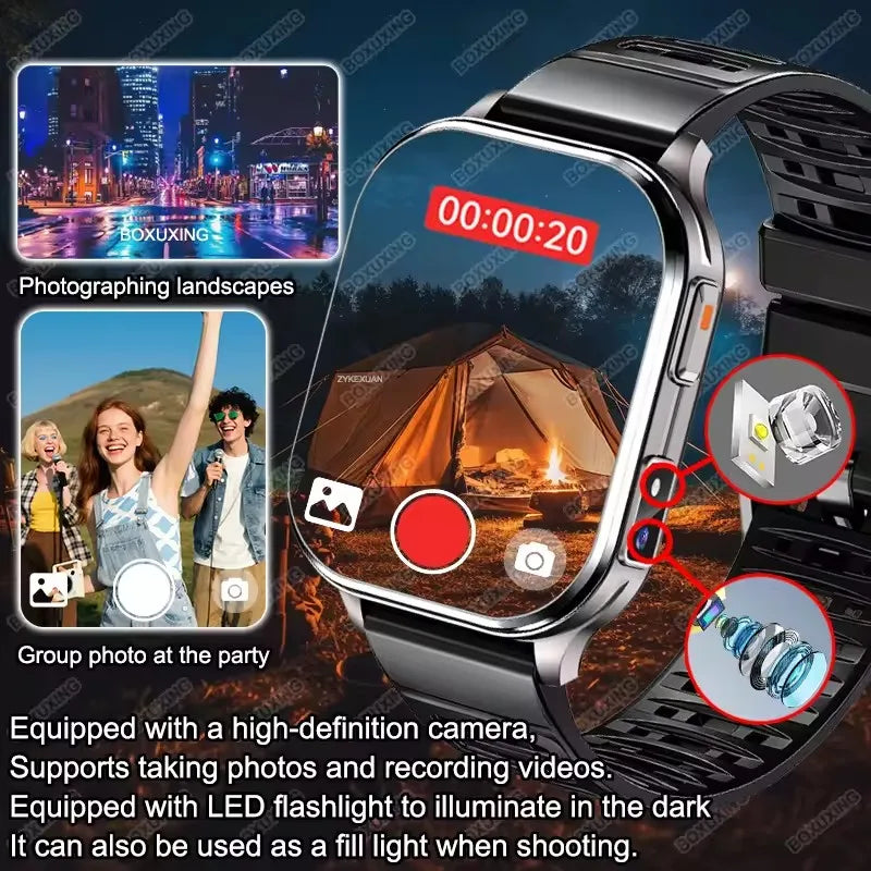 2026New Smart Watch With Camera Men Women Photos Record Video Health Sports Fitness IP68 Waterproof BT Call Recording Smartwatch