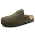 2026 Women Suede Clogs With Adjustable Buckle Cork Leather Mules Comfortable Slip on Women Slippers Outdoor Cork Clogs