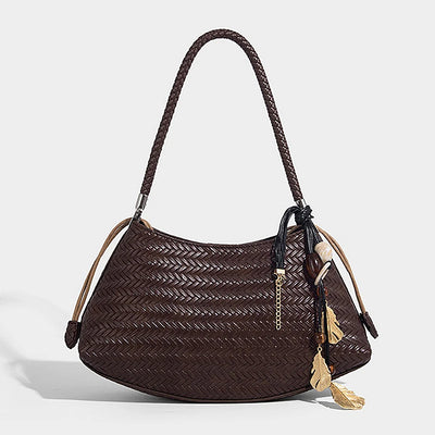 Woven Shoulder Bag for Women Crossbody Tote Handbag Vegan | SAMAG