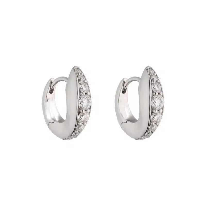 VENTFILLE 925 Sterling Silve Star Hoop Earring for Women Zircon Geometry Wide Office Versatile Jewelry Birthday Gift Dropship