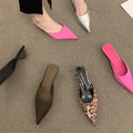 Pointed Toe Women Mules Slipper Fashion Candy Color Ladies Elegant Dress Sandal Square Low Heel Slip on Slides Shoes