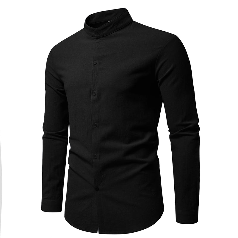 Spring Men's Long Sleeve Stand Collar Solid Color Casual | SAMAG