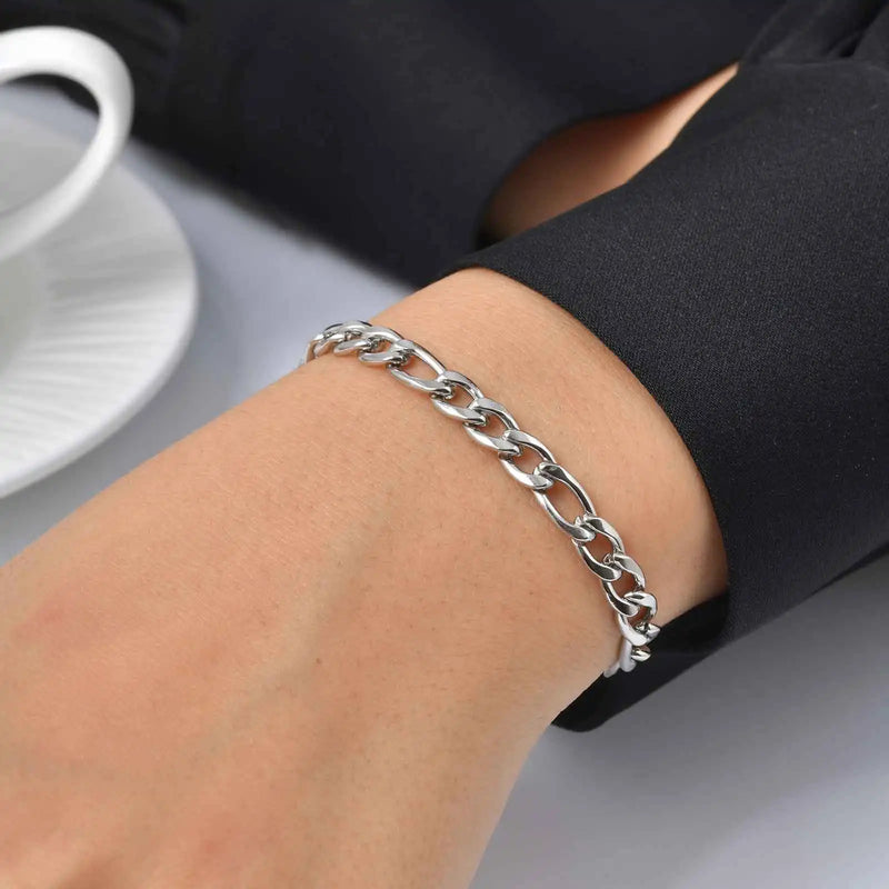 Goxygen Dainty Silver Color Stackable Bracelet Stainless Steel Beads Thin Chain for Women Men Jewelry Sets Gifts
