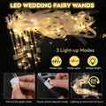 12-60Pcs Light Up Wedding Sparklers LED Wedding Wands Streamers Silk Fairy Wands with Bells  for Wedding Birthday Party Supplies