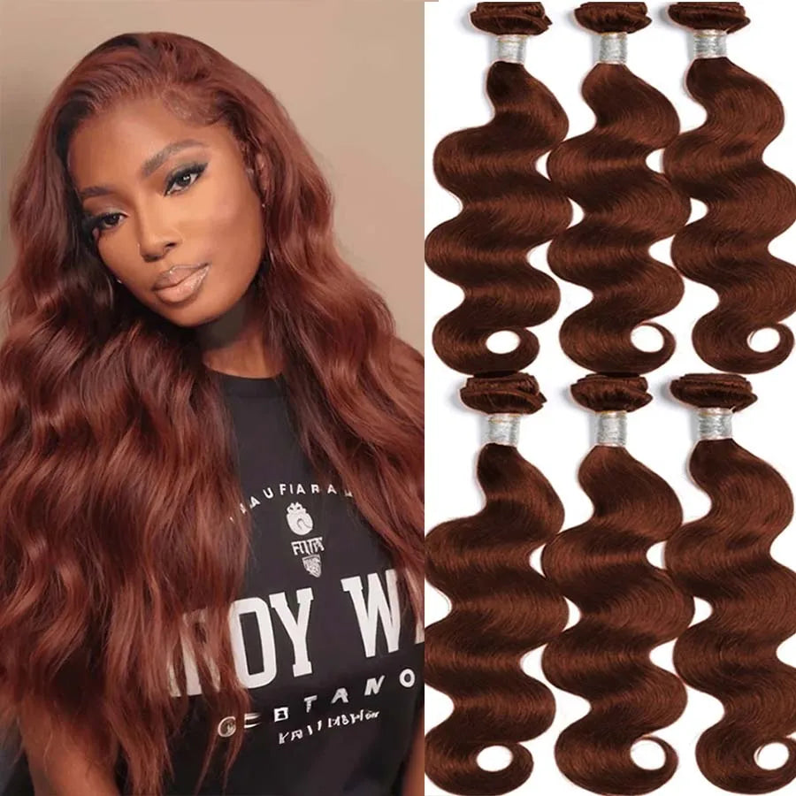 #33 Reddish Auburn Brown Body Wave Human Hair Bundles | SAMAG