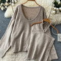 SINGREINY Lazy Knitwear Autumn Suits Simple Loose Pullover+Halter Mini Tank Top+Wide Leg Pants Women Sensual Sweater 3Pcs Sets