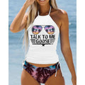 Sexy Solid Print Tankini Set Tied Halter Bikini Swimsuit | SAMAG