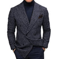 Casual Plaid Jacket Men Straight Leg Coat Green Youth Single Button Suit Collar Cotton Polyester Multi Pocket Grey Thickened ...