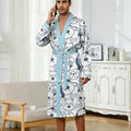 Men's lightweight quick-drying pajama bathrobe - 3D digital printing, non-fading design, stand-up collar and adjustable waistban