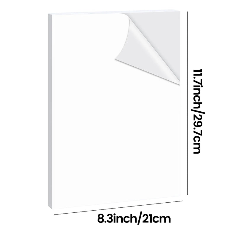 A4 Size Matte White Printable Vinyl Sticker Paper 8.3×11.7 inch Self-Adhesive Inkjet Compatible Tear-Resistant Labeling Paper
