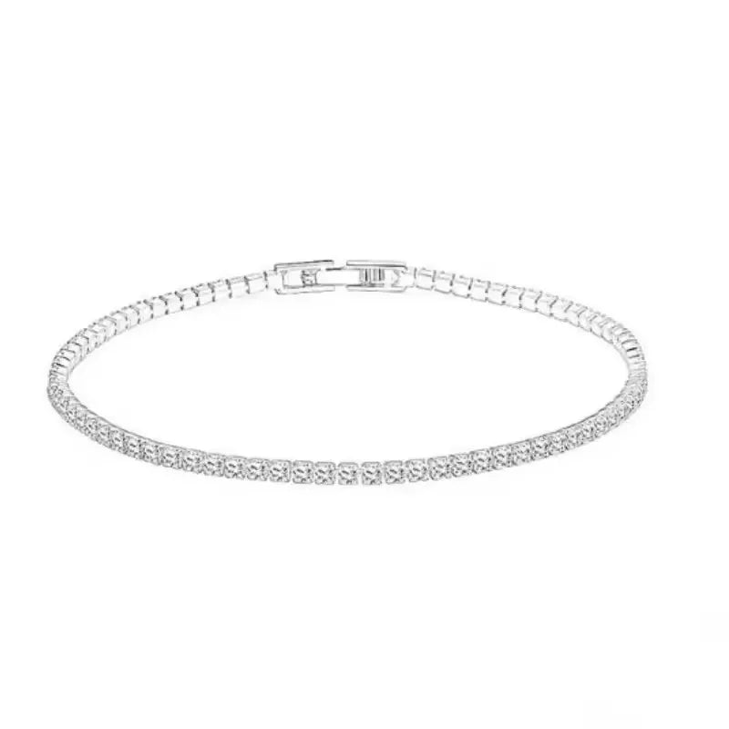 Luxury Simple Stainless Steel Single Row Geometric Square Glisten Full of Zircon Bracelet Women Men Hip Hop Fashion Jewelry Gift