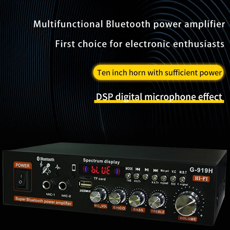 G-919H 1000W Home Power Amplifiers Audio Bluetooth Amplificador Subwoofer Speakers Theater Audio Sound System 220V/110V FM