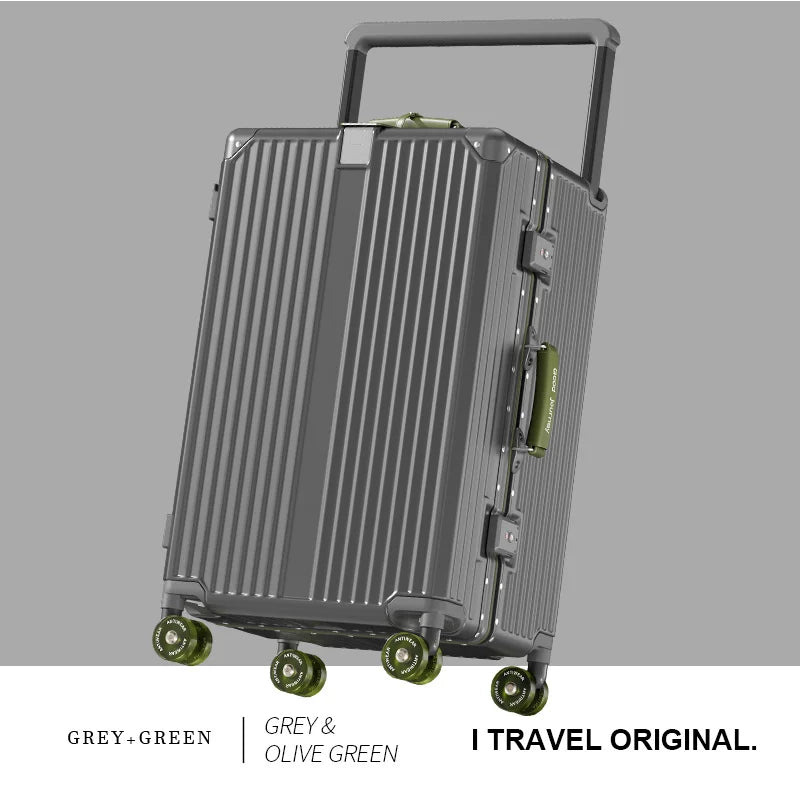 BunnyFly Suitcase Wide Handle Travel Suitcase Men 20 24  Carry-On Luggage Women PC Aluminum Frame Trolley Case