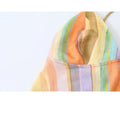 HH Fashion 2026 Women's Colorful Striped Two-Piece Set Summer Halter Neck Crop Top+Wide Leg Pants Resort Beach Outfit
