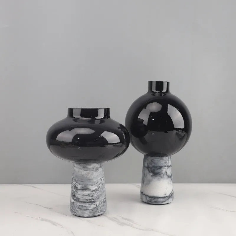 Marble Glass Vase Ornaments Hydroponic Vases Desktop Flower Arrangement Floral Organ Dried Flower Vase Decorative Vases Crafts
