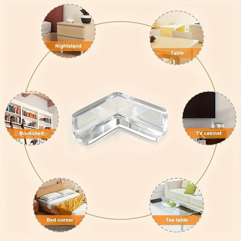 Transparent anti-collision corner protector and anti-collision adhesive silicone protective cover for windows